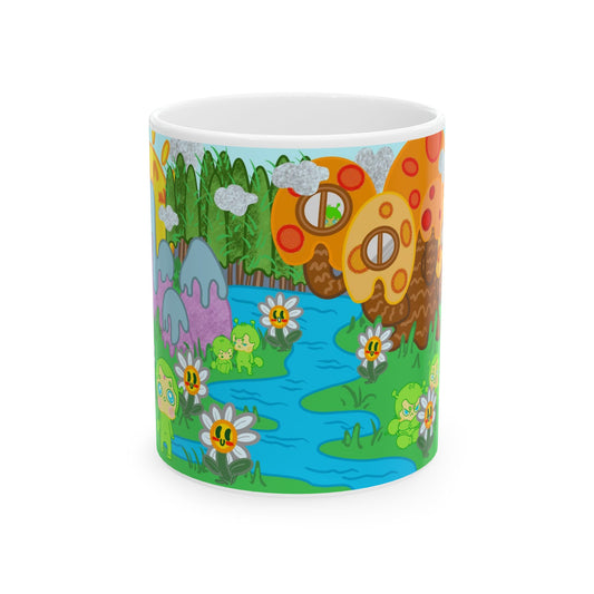 Narak the Green Alien Home Planet Ceramic Mug - 11oz & 15oz Coffee Cup with Colorful Landscape Design