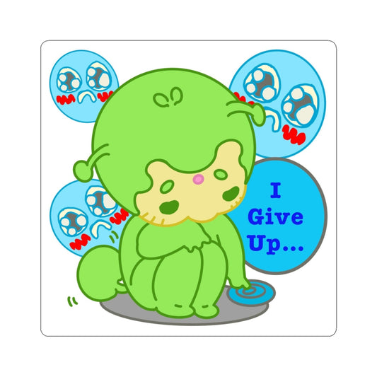 Sad Alien Sticker – Narak I GIVE UP! | Kawaii Space Vinyl Decal