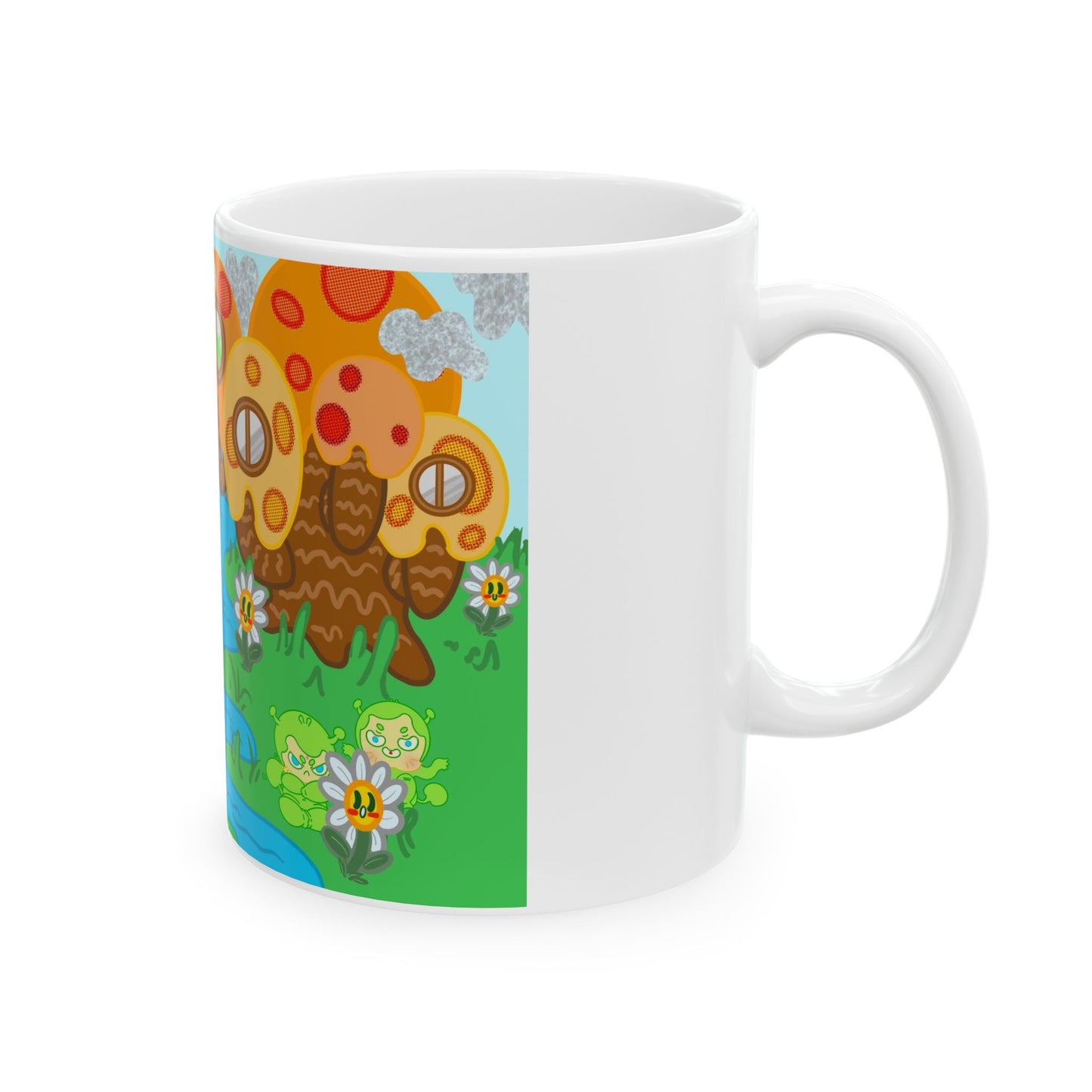 Narak the Green Alien Home Planet Ceramic Mug - 11oz & 15oz Coffee Cup with Colorful Landscape Design