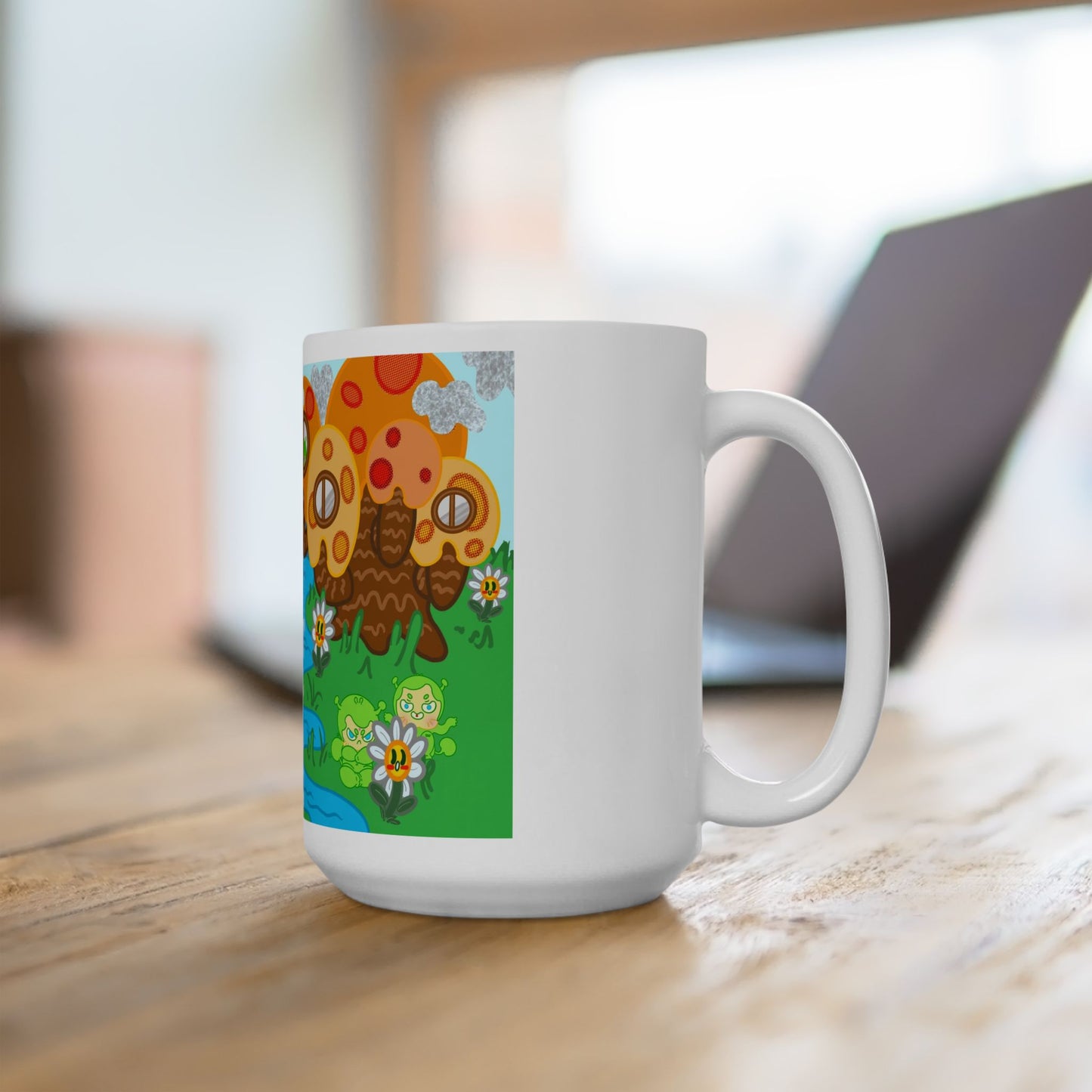 Narak the Green Alien Home Planet Ceramic Mug - 11oz & 15oz Coffee Cup with Colorful Landscape Design