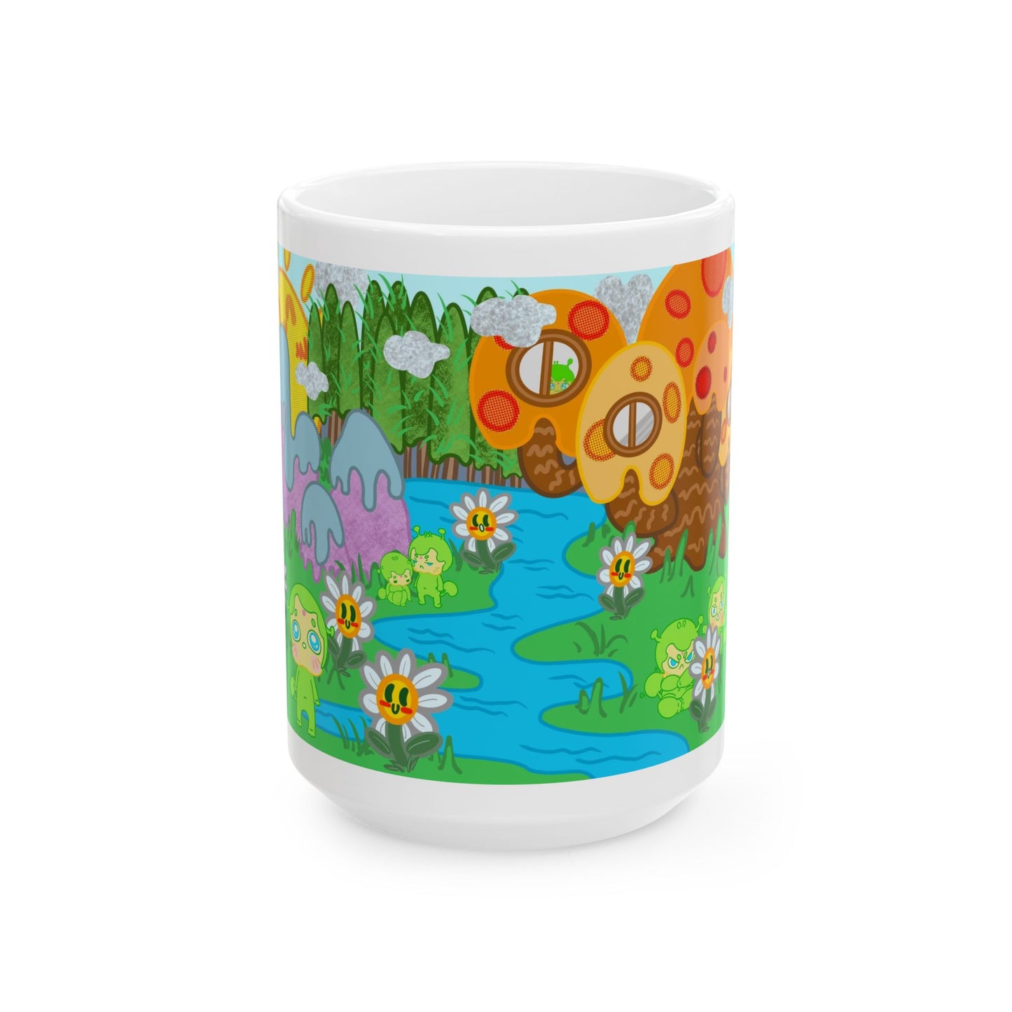 Narak the Green Alien Home Planet Ceramic Mug - 11oz & 15oz Coffee Cup with Colorful Landscape Design