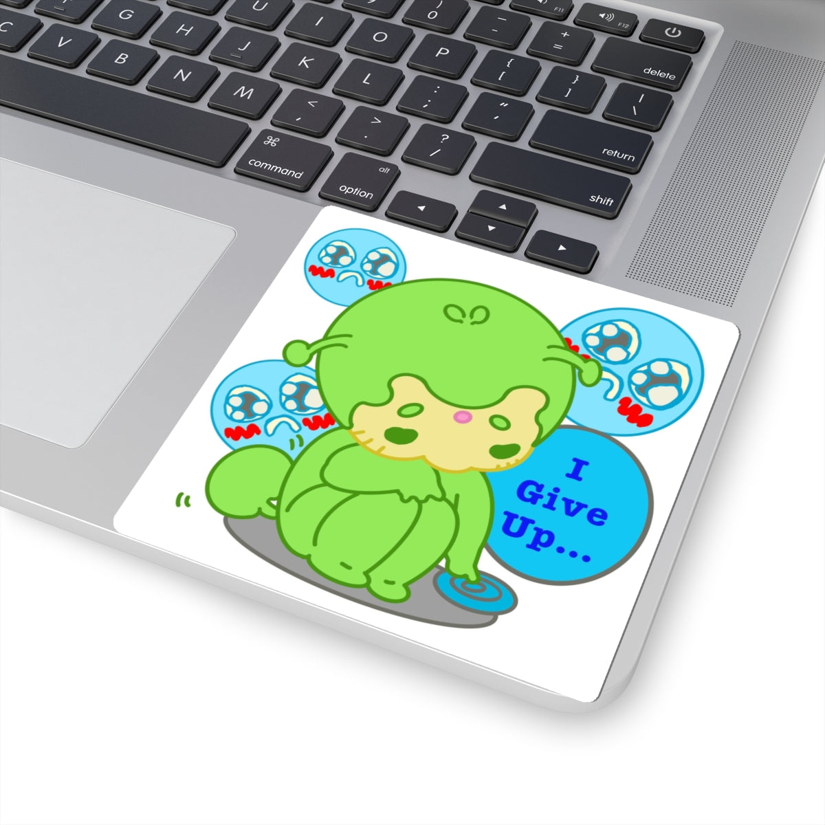 Sad Alien Sticker – Narak I GIVE UP! | Kawaii Space Vinyl Decal