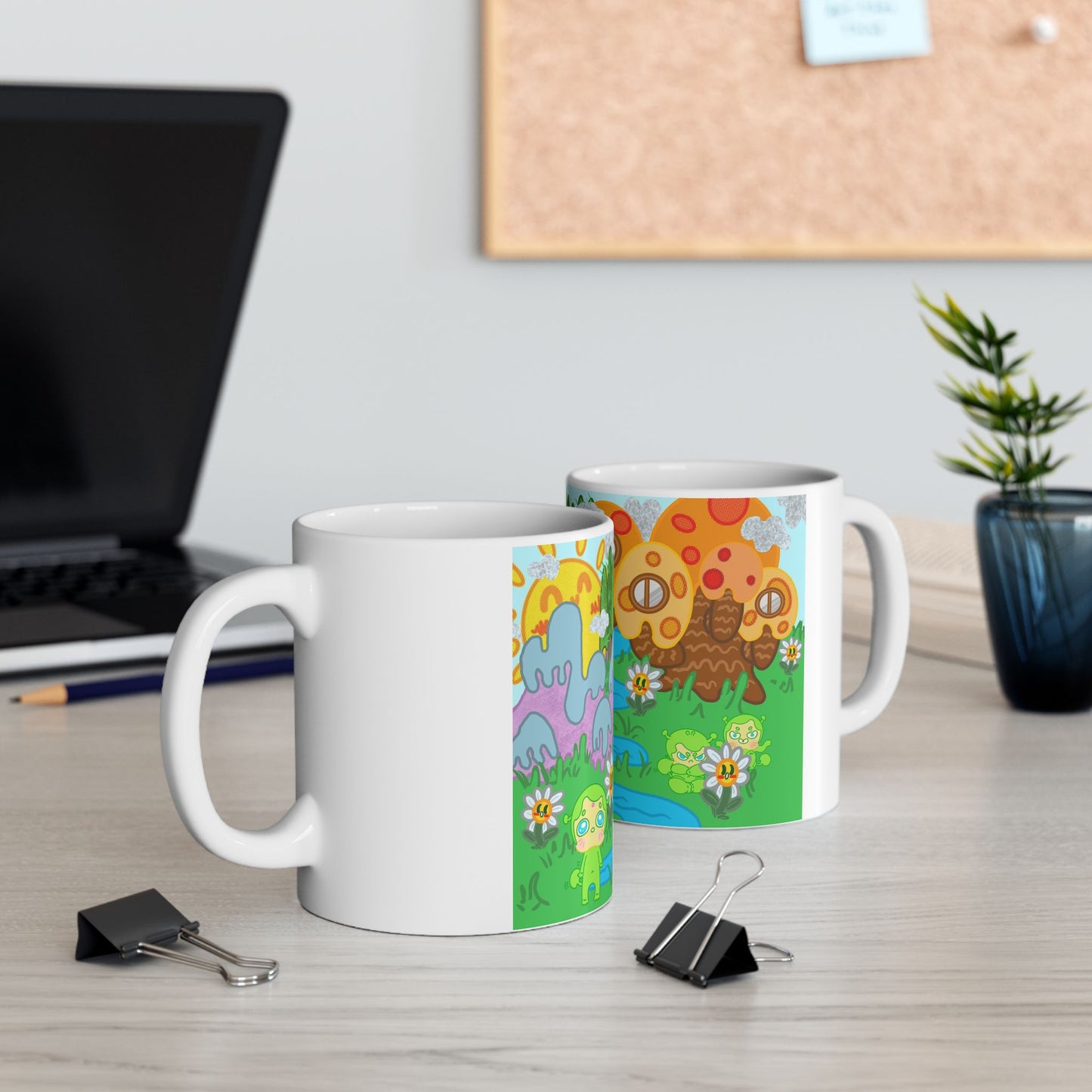 Narak the Green Alien Home Planet Ceramic Mug - 11oz & 15oz Coffee Cup with Colorful Landscape Design