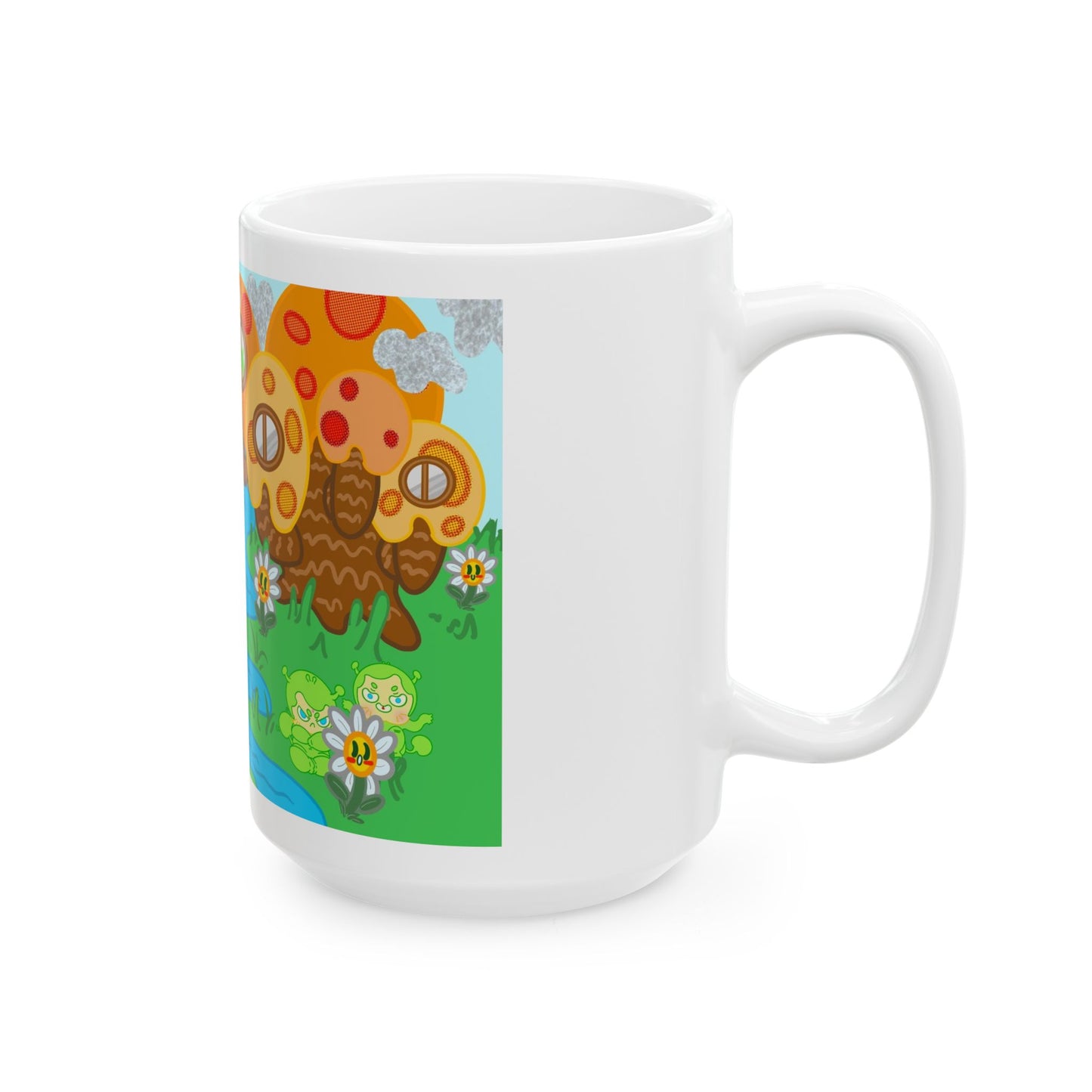 Narak the Green Alien Home Planet Ceramic Mug - 11oz & 15oz Coffee Cup with Colorful Landscape Design